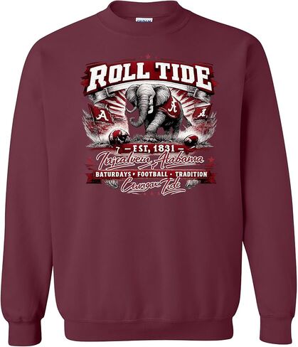 سويت شيرت Roll Tide Game Day، بلوفر بياقة دائرية لكرة القدم الجامعية العتيقة in Kuwait