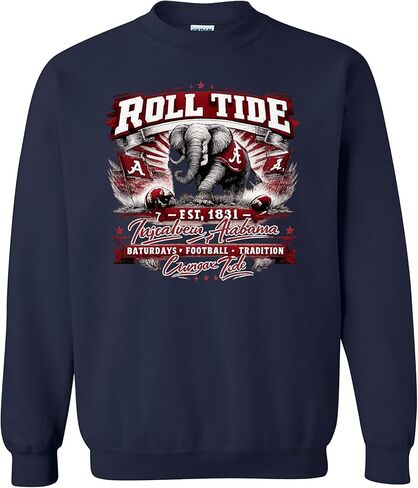 سويت شيرت Roll Tide Game Day، بلوفر بياقة دائرية لكرة القدم الجامعية العتيقة in Kuwait