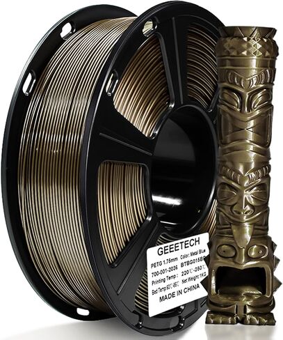 Geeetech PETG Filament 1.75mm Metallic Gold, Upgraded High-Strength 3D Printer Filament, Metallic Shimmer, Glossy Finish, ±0.02mm Precision-1kg Spool (2.2 lbs) for Most FDM Printers in Kuwait
