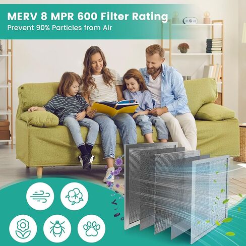 فلتر هواء فرن HVAC 20x20x1، فلتر فرن إلكتروستاتيكي قابل للغسل، MERV 8، يدوم مدى الحياة، تنفس منتعشًا، المنزل والمكتب (الحجم الفعلي: 19.75x19.75x0.82) in Kuwait