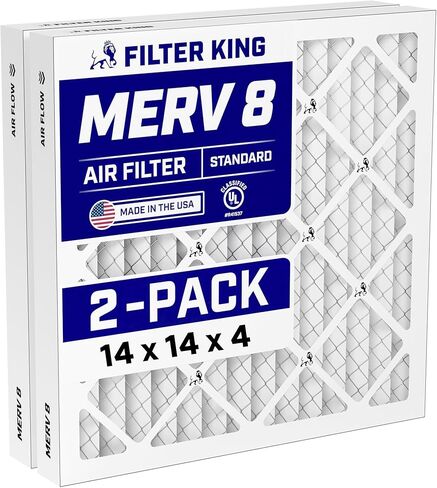 Filter King 16x20x4 Air Filter (MERV 8) (2-Pack) Dust & Allergy Control AC Furnace Filters, MADE IN USA, HVAC, Pleated, Electrostatic (Actual Size: 15.5 x 19.5 x 3.75) in Saudi Arabia