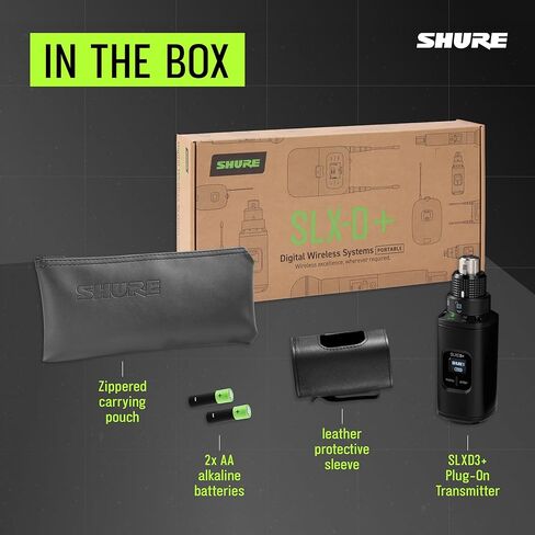 جهاز إرسال Shure SLXD3+ Bodypack - تحويل XLR إلى لاسلكي، +12 48 VDC Phantom Power للميكروفونات المكثفة، اتصال آمن، صوت 24 بت in Saudi Arabia