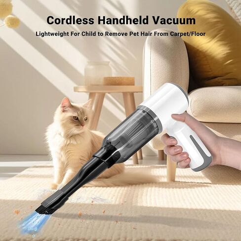 MINI Cordless Handheld Vacuum Cleaner, 6500PA Powerful Suction, Mini Air Duster Blower & Inflator for Car, Home, Keyboard, Swimming Ring - White in Saudi Arabia