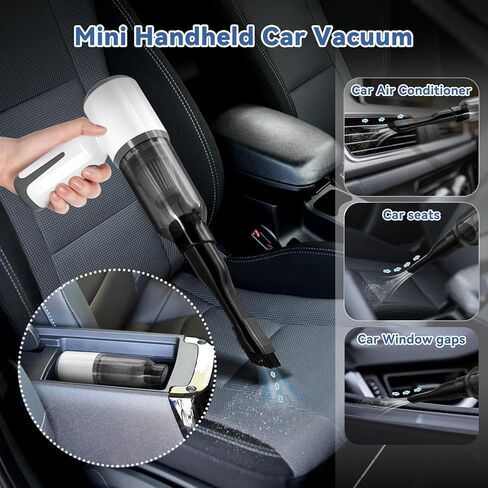 MINI Cordless Handheld Vacuum Cleaner, 6500PA Powerful Suction, Mini Air Duster Blower & Inflator for Car, Home, Keyboard, Swimming Ring - White in Saudi Arabia