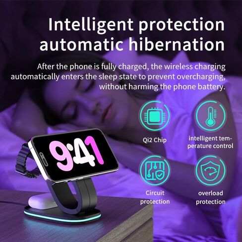 محطة شحن قابلة للطي 3 في 1 لمنتجات Apple، شاحن لاسلكي سريع ومحول وإضاءة لهاتف iPhone 15/14/13/12/11/X/XS/XR، لـ iWatch Ultra/9/8/7/6/SE/5/ 4/3،سماعات هوائية 3/2/برو/2(أبيض) in Kuwait