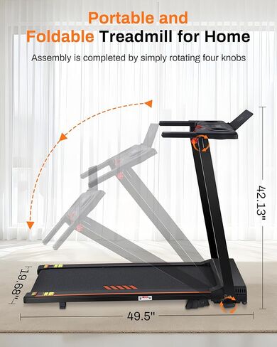 eChanfit 15 ٪ Auto indermill preghills قابلة للطي للمنزل مع حزام أوسع 18 بوصة ، وسرعة 10 ميلاً في الساعة ، وسعة 300 رطل ، ونظام امتصاص الصدمات ، وبلوتوث App in Kuwait