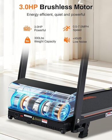 eChanfit 15 ٪ Auto indermill preghills قابلة للطي للمنزل مع حزام أوسع 18 بوصة ، وسرعة 10 ميلاً في الساعة ، وسعة 300 رطل ، ونظام امتصاص الصدمات ، وبلوتوث App in Kuwait