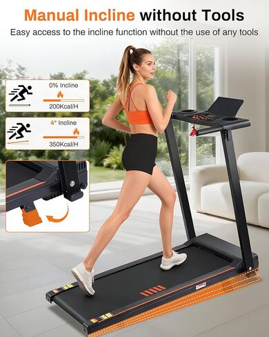 eChanfit 15 ٪ Auto indermill preghills قابلة للطي للمنزل مع حزام أوسع 18 بوصة ، وسرعة 10 ميلاً في الساعة ، وسعة 300 رطل ، ونظام امتصاص الصدمات ، وبلوتوث App in Kuwait