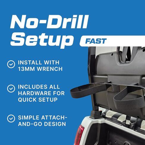 Evolution D5 Ranger & D5 Maverick Golf Bag Holder Bracket Attachment - No Drilling Assembly for 4 Passenger & 6 Passenger Carts - Durable Golf Bag Mount Compatible with Evolution Golf Carts | Black in Saudi Arabia