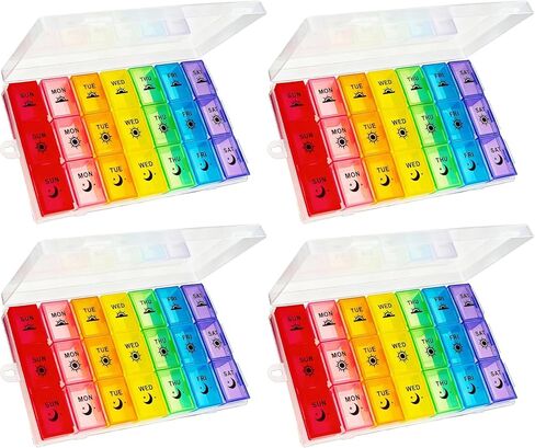 Weekly Pill Organizer 3 Times a Day, 7-Day Moisture-Proof Pill Box with 21 Compartments, Portable Travel Container for Vitamins Fish Oil Compartments Supplements(Color) in Saudi Arabia