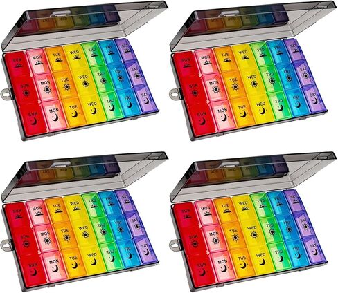Weekly Pill Organizer 3 Times a Day, 7-Day Moisture-Proof Pill Box with 21 Compartments, Portable Travel Container for Vitamins Fish Oil Compartments Supplements(Color) in Saudi Arabia