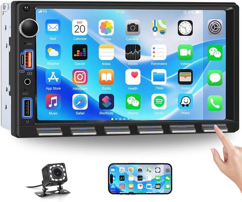 [Upgrade] Single Din Car Stereo with Bluetooth,7 Inch Touch Screen 1 Din Car Radio with FM Radio EQ Mirror Link SWC USB/TF/Aux-in Ports+Backup Camera in Saudi Arabia