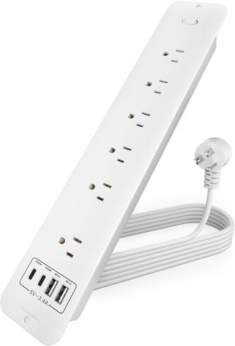 وصلة شريط الطاقة المجوف - 10 منافذ حماية من زيادة التيار مع 6 تيار متردد - 2 USB-A (18 وات) ومنفذين USB-C (PD20W) - منفذ مكتب مثبت على السطح مع سلك بطول 6 أقدام - لطاولة المؤتمرات (أسود) in Saudi Arabia