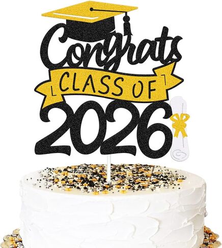 Congrats Class of 2025 Cake Topper Congrats Grad Cap Diploma Theme for High School Happy Graduation Party Supplies College Graduate Decoration (Black and Blue) in Kuwait