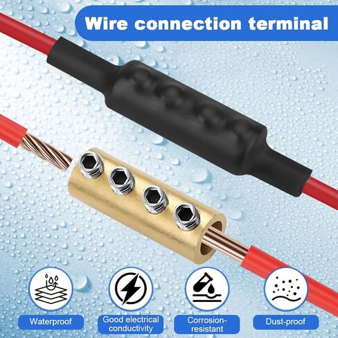 10 Pcs 6AWG Wire Connector Nut Kit, 80Amp Screw Quick Terminal with 10Pcs Heat Shrink Tubes, Splicing Quick Wire Connectors with Screws, Wrench, Circuit Brass 4-Hole in Kuwait