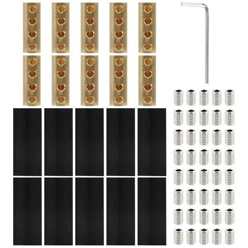 10 Pcs 6AWG Wire Connector Nut Kit, 80Amp Screw Quick Terminal with 10Pcs Heat Shrink Tubes, Splicing Quick Wire Connectors with Screws, Wrench, Circuit Brass 4-Hole in Kuwait