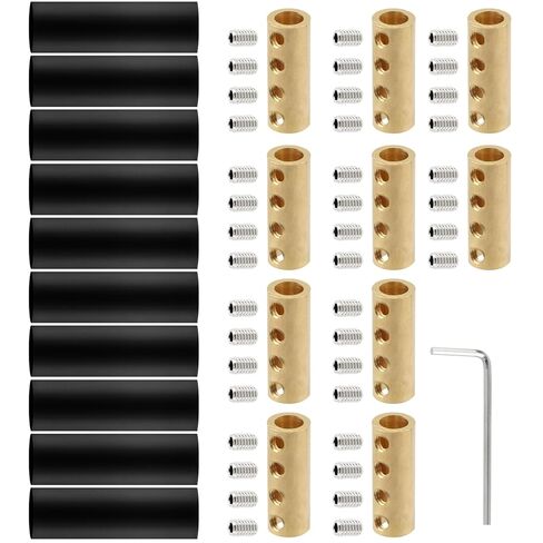 10 Pcs 6AWG Wire Connector Nut Kit, 80Amp Screw Quick Terminal with 10Pcs Heat Shrink Tubes, Splicing Quick Wire Connectors with Screws, Wrench, Circuit Brass 4-Hole in Kuwait
