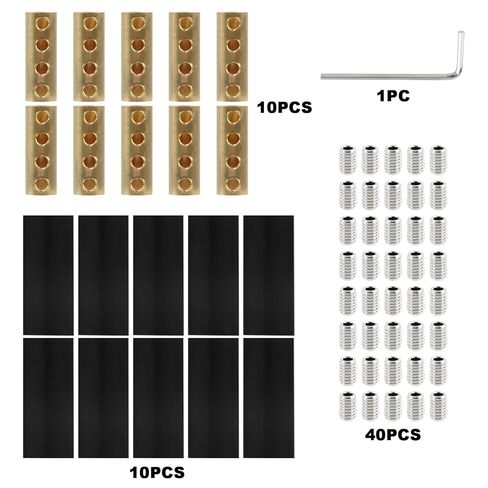 10 Pcs 6AWG Wire Connector Nut Kit, 80Amp Screw Quick Terminal with 10Pcs Heat Shrink Tubes, Splicing Quick Wire Connectors with Screws, Wrench, Circuit Brass 4-Hole in Kuwait