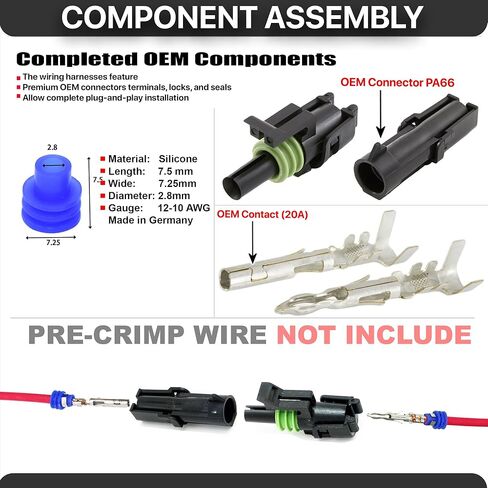 1-PIN (Conductor) 20 amps 12 10 GA, Weather-Pack Series, Sealer Terminals, Housing Male & Female Quick Disconnect QD Splice Kit in Saudi Arabia