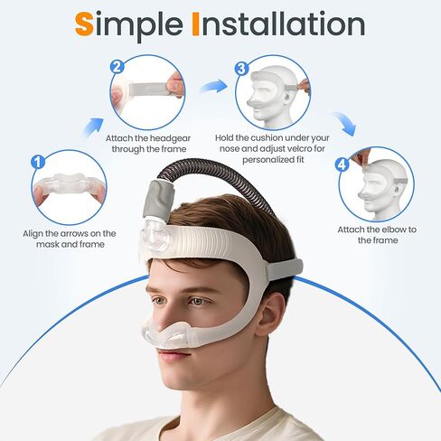 إطار وكوع بديلان لقناع الوسائد الأنفية ResMed Airfit N30i وP30i وAirtouch N30i CPAP - يسلط الضوء على الوزن الخفيف والملاءمة الثابتة مع تصميم متقدم للجبهة - الوسادة وغطاء الرأس غير متضمنين in Kuwait