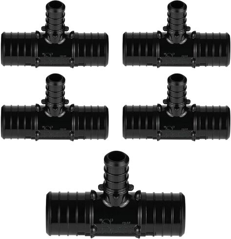 (Pack of 5) EFIELD 1 inch x 1 inch x 1/2 inch PPSU Tee, Poly PPSU Barb Crimp Pex Fitting, No Lead Plastic Pex Fittings (1"x 1" x1/2"),(PPSU1807176) in Saudi Arabia