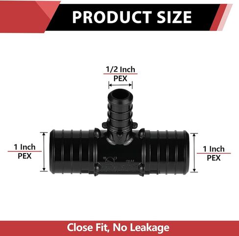 (Pack of 5) EFIELD 1 inch x 1 inch x 1/2 inch PPSU Tee, Poly PPSU Barb Crimp Pex Fitting, No Lead Plastic Pex Fittings (1"x 1" x1/2"),(PPSU1807176) in Saudi Arabia