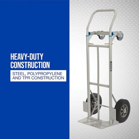 Strongway 2 في 1 شاحنة يدوية قابلة للتحويل ودوللي، سعة 600 رطل عموديًا و800 رطل أفقيًا، 47.24 بوصة ارتفاعًا، 9.8 بوصة عجلات، إطار فولاذي، للمستودعات والمحلات التجارية والاستخدام المنزلي in Kuwait