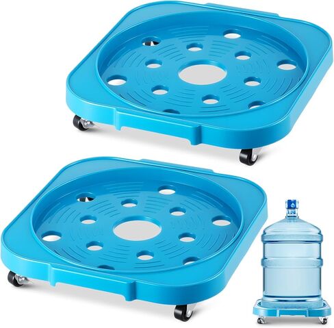 SiliFine 2 Pack 5 Gallon Water Bottle Jug Caddy with 4 Rolling Swivel Casters Wheels 5 Gallon Bucket Dolly for Heavy Duty Garden Flower Pot Movers, Plant Stroller, 11" Inside Diameter (White) in Saudi Arabia