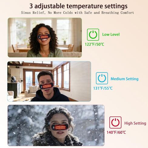 Red Light Therapy for Nose, 3 Levels Adjustable Nasal Heating Mask for Relieve Nasal Congestion, Sinus Relief, No More Colds with Safe and Breathing Comfort,Soft Storage Package in Saudi Arabia