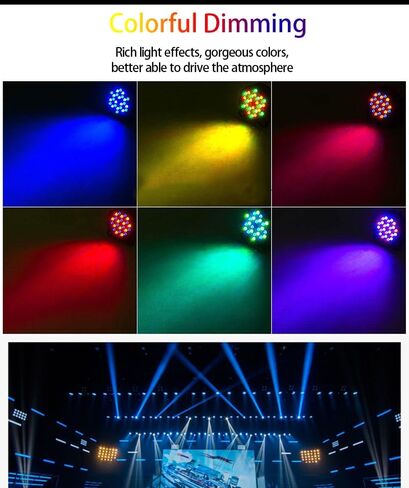 ضوء LED Par بقدرة 36 ​​وات، ضوء مسرح RGB مزود بتحكم DMX، يمكن أن يضيء DJ Par الاحترافي لحفلات الزفاف ونادي عيد الميلاد ومناسبات الهالوين (1 ضوء) in Saudi Arabia