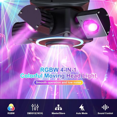 2-Pack 120W Dj Moving Head Lights,4 Arms Stage Lights with DMX Controlled Sound Activated Mixed DJ Lighting for Wedding Party Disco KTV Wedding Club in Saudi Arabia