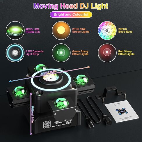 2-Pack 120W Dj Moving Head Lights,4 Arms Stage Lights with DMX Controlled Sound Activated Mixed DJ Lighting for Wedding Party Disco KTV Wedding Club in Saudi Arabia