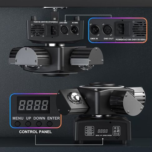 2-Pack 120W Dj Moving Head Lights,4 Arms Stage Lights with DMX Controlled Sound Activated Mixed DJ Lighting for Wedding Party Disco KTV Wedding Club in Saudi Arabia