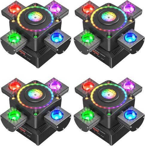 2-Pack 120W Dj Moving Head Lights,4 Arms Stage Lights with DMX Controlled Sound Activated Mixed DJ Lighting for Wedding Party Disco KTV Wedding Club in Saudi Arabia