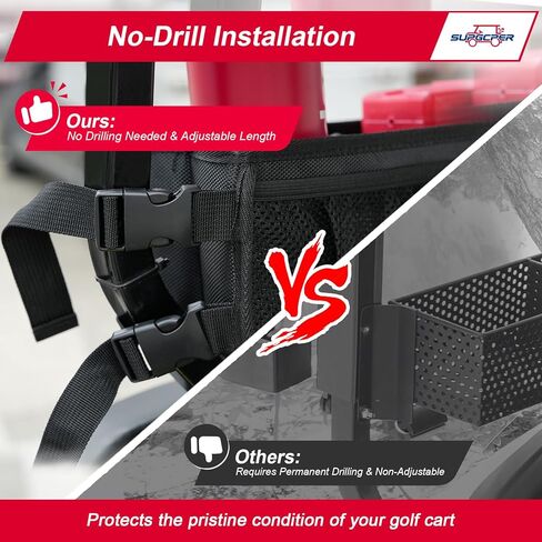 سلة تخزين أمامية لعربة الجولف، صينية تنظيم غير قابلة للحفر مع حجرة تبريد وحاملات أكواب معزولة، صينية تخزين عالمية تناسب عربات الجولف EZGO Club Car Yamaha (أسود، قماش أكسفورد 1680D) in Kuwait