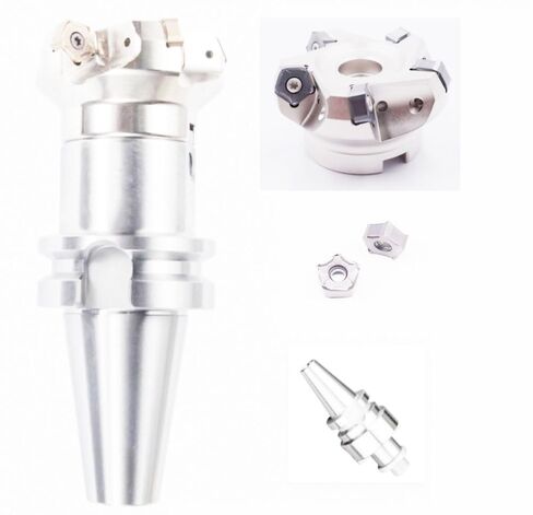 Fast-Feed Low-Resistance 66 milling Cutter Head (Outer Diameter: 2.48 ",Number of Teeth: 5), milling Cutter Handle BT40-FMB22, Total Length: 3.94" (with 10pcs PNMU0905XNER-GM milling Insert) in Saudi Arabia