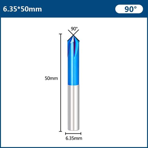 V-Groove 4-Flute Router Bit 1/4" Shank 60/90D Chamfer Mill Nano Blue Coated Carbide Endmill for Metal Milling Tool in Saudi Arabia