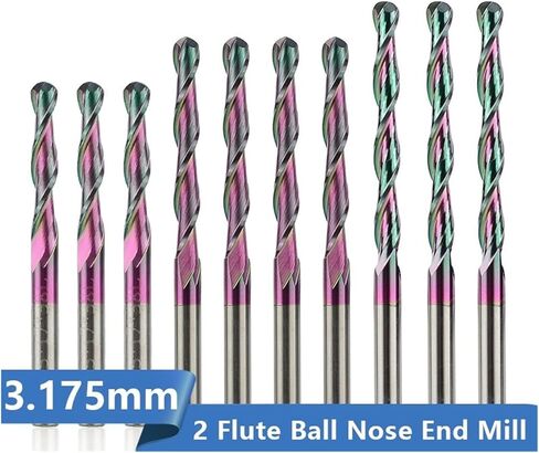 1pcs Ball Nose End Mill Cutter 3.175 Mm Shank 2 Flute Super Coating Carbide Milling Cutter CNC Milling Bit for Aluminum Cutting in Kuwait