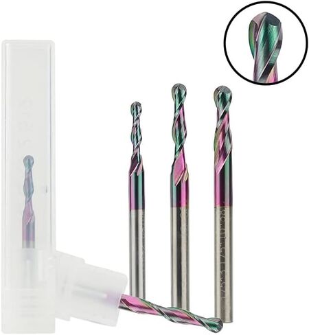 1pcs Ball Nose End Mill Cutter 3.175 Mm Shank 2 Flute Super Coating Carbide Milling Cutter CNC Milling Bit for Aluminum Cutting in Kuwait