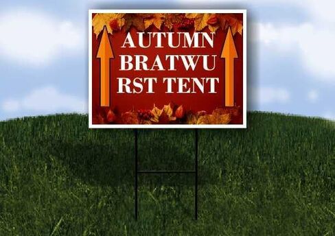 خيمة نقانق الخريف إطار الخريف أوراق القيقب الملونة على خلفية حمراء سهام على شكل حرف A من جانب واحد مقاس 23 × 23 بوصة. in Kuwait