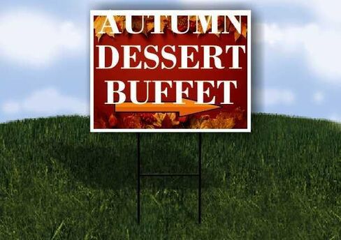 Autumn Dessert Buffet Autumn Frame Colorful Maple Leaves On Red Background Directional Arrows A-Frame Double Sided 23x23 in. sign in Kuwait