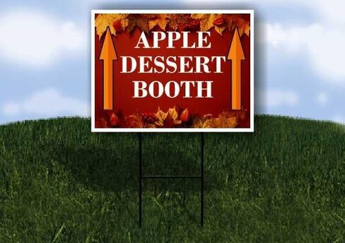 Apple Dessert Booth Autumn Frame Colorful Maple Leaves On Red Background Directional Arrows A-Frame Double Sided 23x23 in. sign in Kuwait