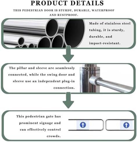 Stainless Steel Automatic Rebound Swing Gate - Safe One-Way Entry for Warehouses & Markets, Durable Industrial Fence, 160cm x 102cm, Secure Access Control System in Saudi Arabia