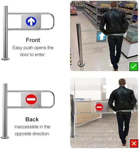 Automatic Swing Gate, Stainless Steel One-Way Door with ng-Loaded Closure, Secure Entrance/Exit Device for Store, Yard & Warehouse - 1.2x1m/3.94x3.28ft in Saudi Arabia