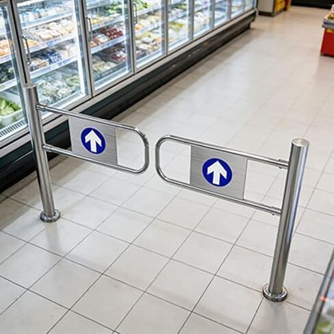 بوابة معدنية متأرجحة أوتوماتيكية لمدخل السوق - باب في اتجاه واحد بزاوية 90 درجة مع حاجز وصول ذاتي الإغلاق للمتاجر والساحات والمستودعات (1.9 × 1 م / 6.23 × 3.28 قدم) in Kuwait