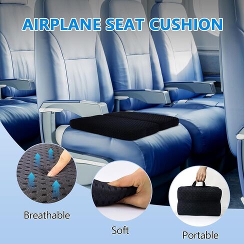 وسادة مقعد محمولة، وسادة مقعد قابلة للطي من القماش ثلاثي الأبعاد قابلة للتنفس لمدرجات الاستاد/السفر بالطائرة؛ ناعمة وسميكة وخفيفة الوزن؛ وسائد متعددة الاستخدامات للمدرجات والرحلات الجوية والتخييم والمكاتب (أسود، صغير) in Kuwait