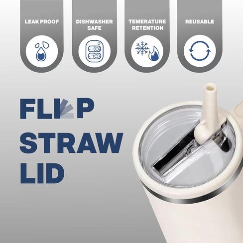 Leak Proof Lid for Stanley 40 oz – Flip Straw Cup Top Replacement for No Spill Sipping – 2 Pack Stanley Compatible Cup Accessories with Smooth Flow, Strong Seal & Hot/Cold Retention in Saudi Arabia