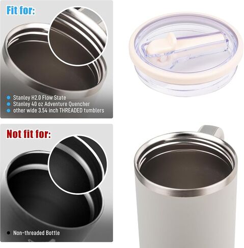 Leak Proof Lid for Stanley 40 oz – Flip Straw Cup Top Replacement for No Spill Sipping – 2 Pack Stanley Compatible Cup Accessories with Smooth Flow, Strong Seal & Hot/Cold Retention in Saudi Arabia