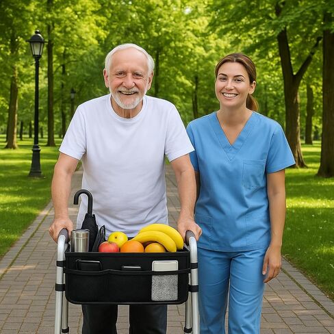 Walker Basket - Foldable Walker Bag with Cup Holder - Fits Folding Walkers - Ideal Walker Accessories for Seniors with Limited Mobility to Carry Water Bottles, Books, Essentials & More in Saudi Arabia