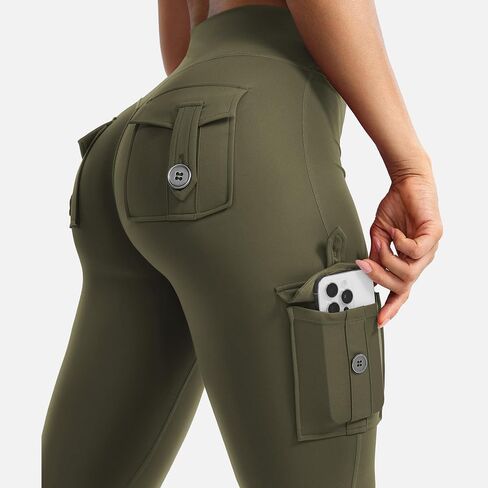 Workout Cargo Leggings with Pockets - Hidden Scrunch Design Yoga Pants in Saudi Arabia